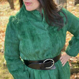 Gorgeous Runway Green Fur Coat Medium New